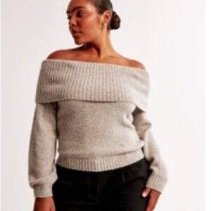 Abercrombie Off-The-Shoulder Sweater Taupe XS